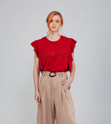 Red shiny short-sleeve T-shirt Anekke