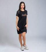 Black short-sleeve dress