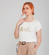 White short-sleeve T-shirt with logo