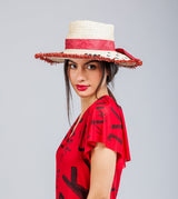 Polka dot raffia hat