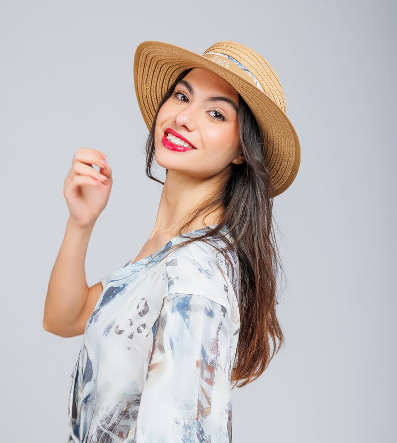 Beige raffia hat