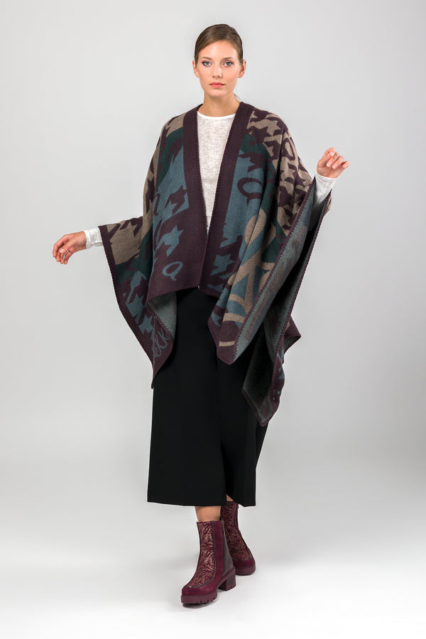 Blue & purple poncho