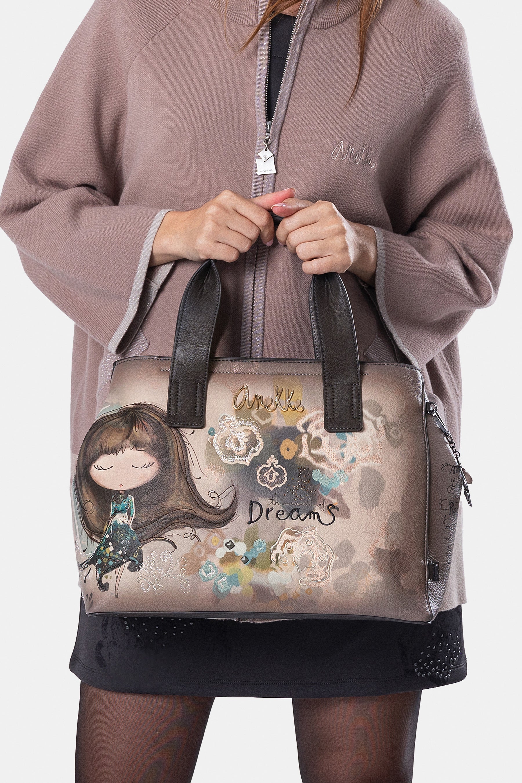 Real handbag with shoulder strap