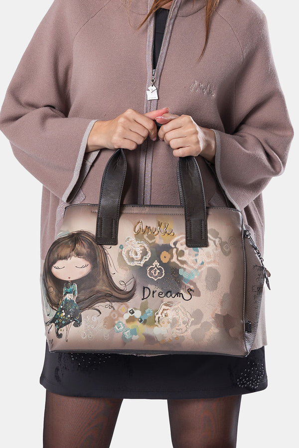 Real handbag with shoulder strap
