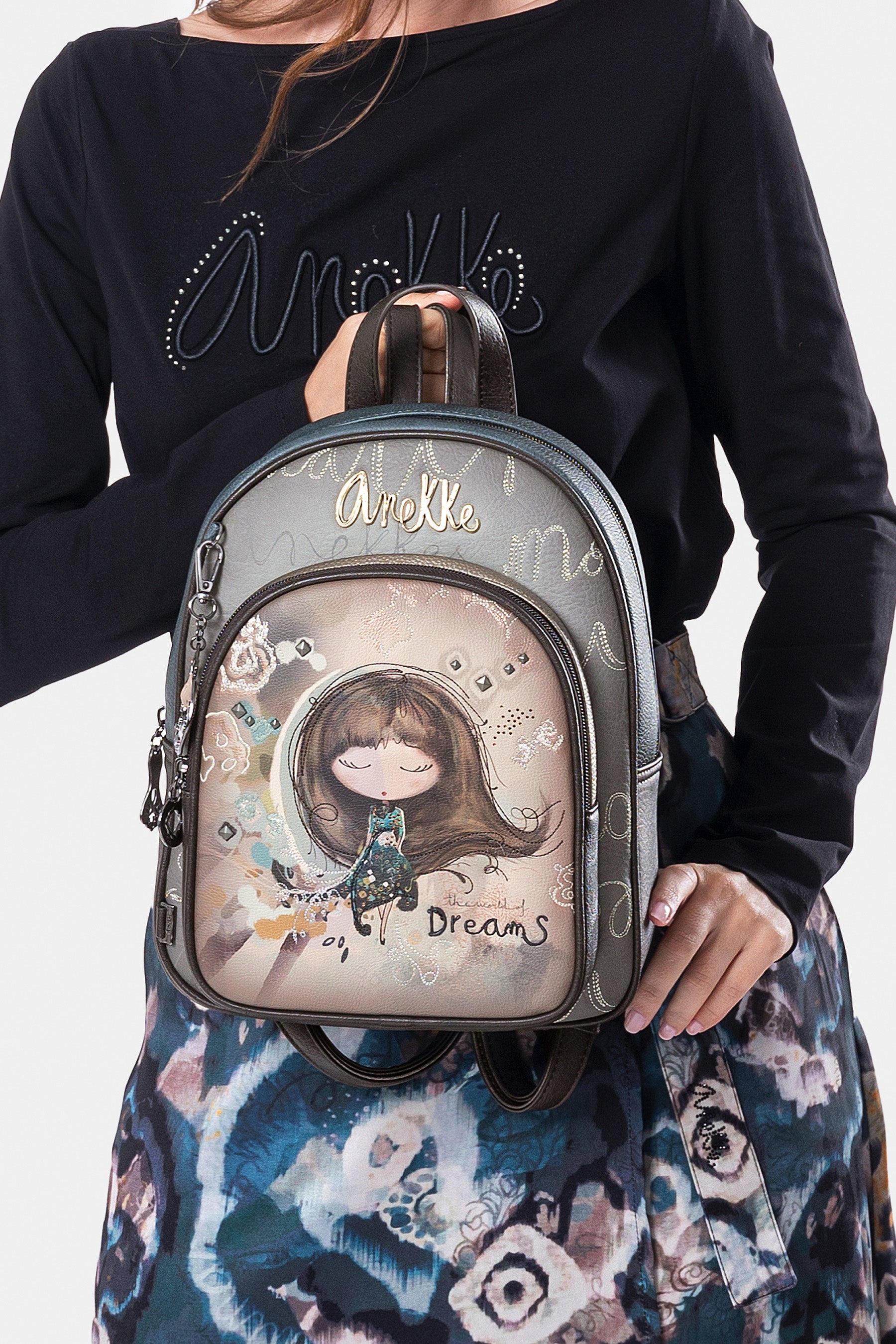 Real backpack with front pocket