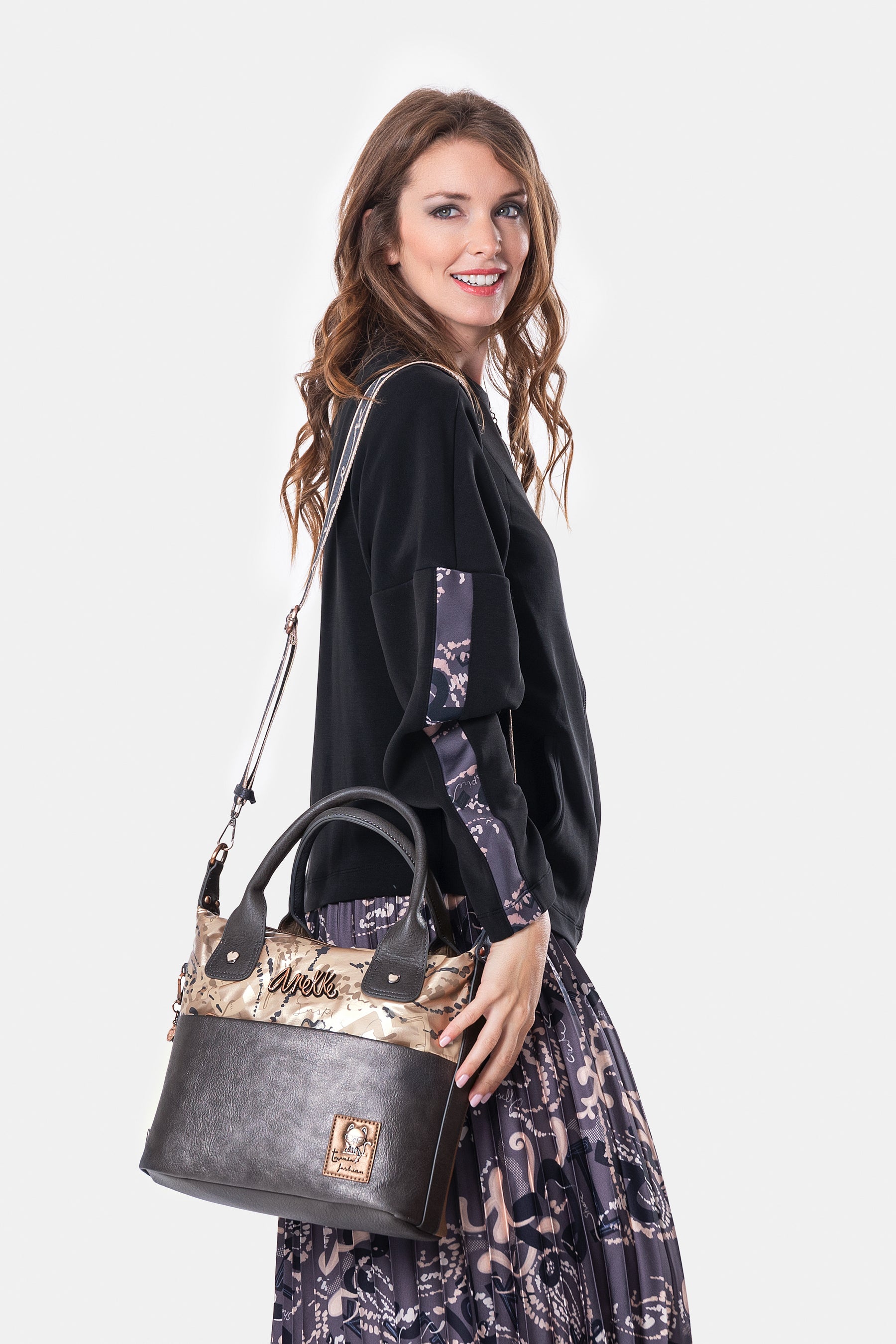 Intentions handle bag with shoulder strap