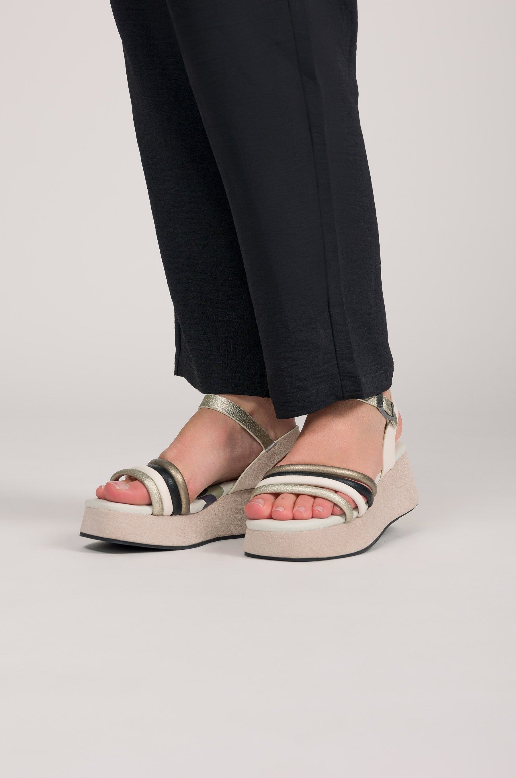 Beige platform sandals