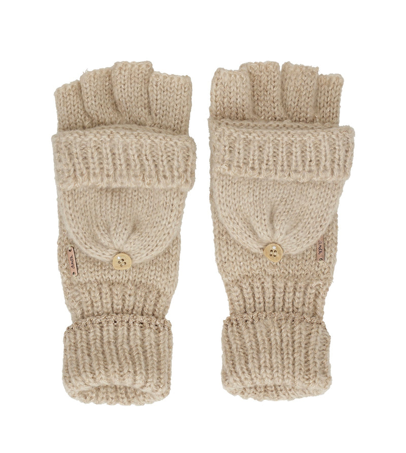 Beige logo mittens