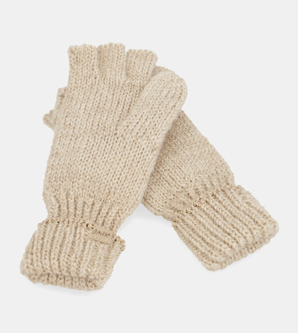 Beige logo mittens