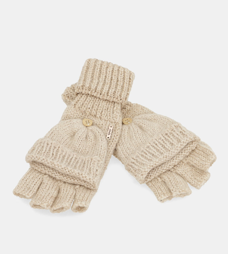 Beige logo mittens