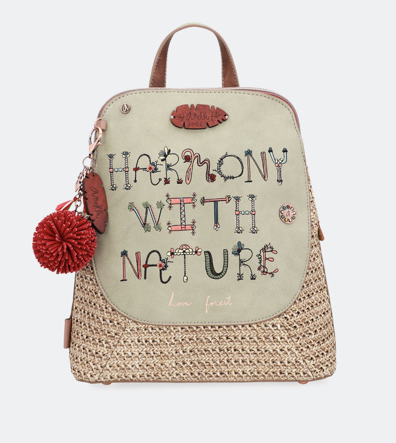 Nature raffia backpack