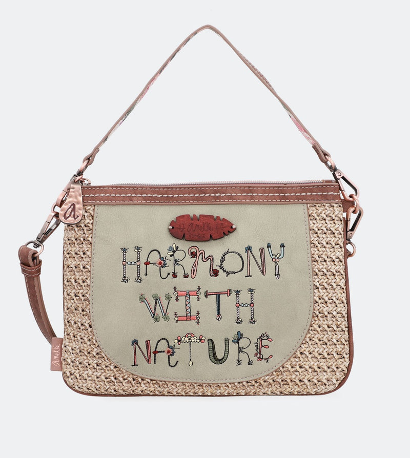 Printed raffia handbag