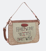 Printed raffia handbag