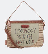 Printed raffia handbag