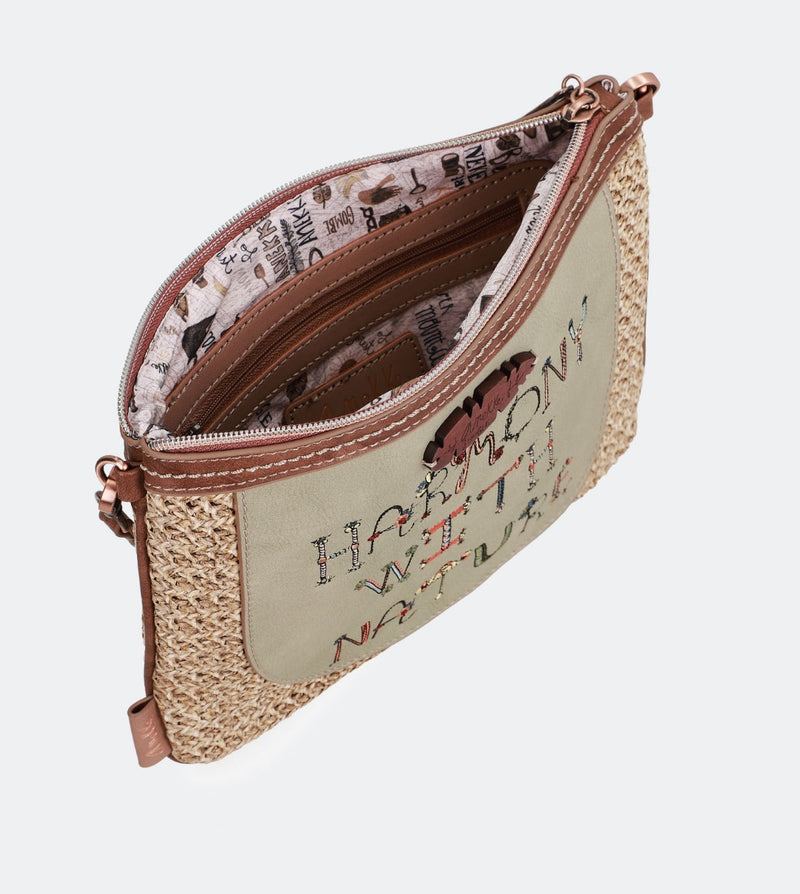 Printed raffia handbag