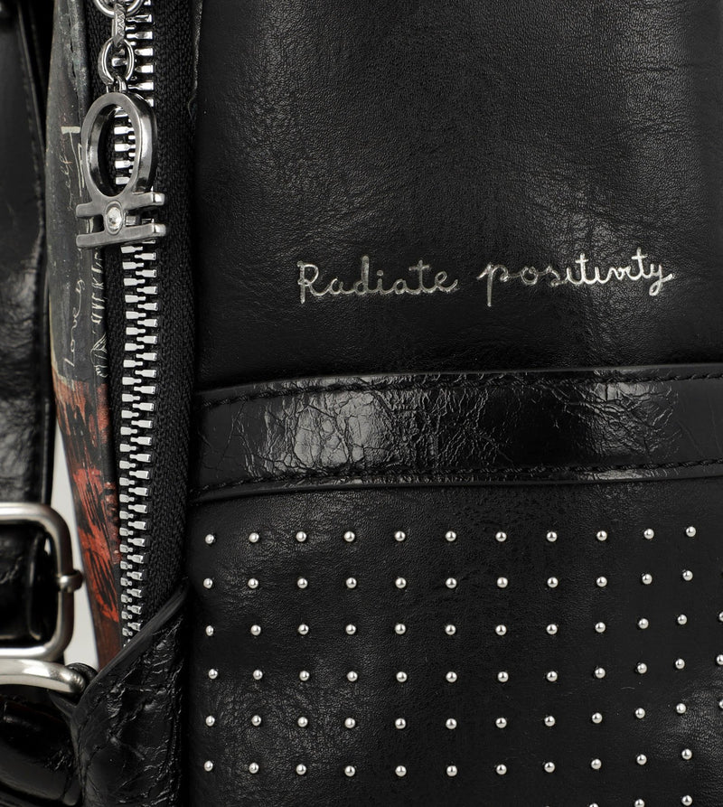 Elegant spirit backpack with a chain and a printed design