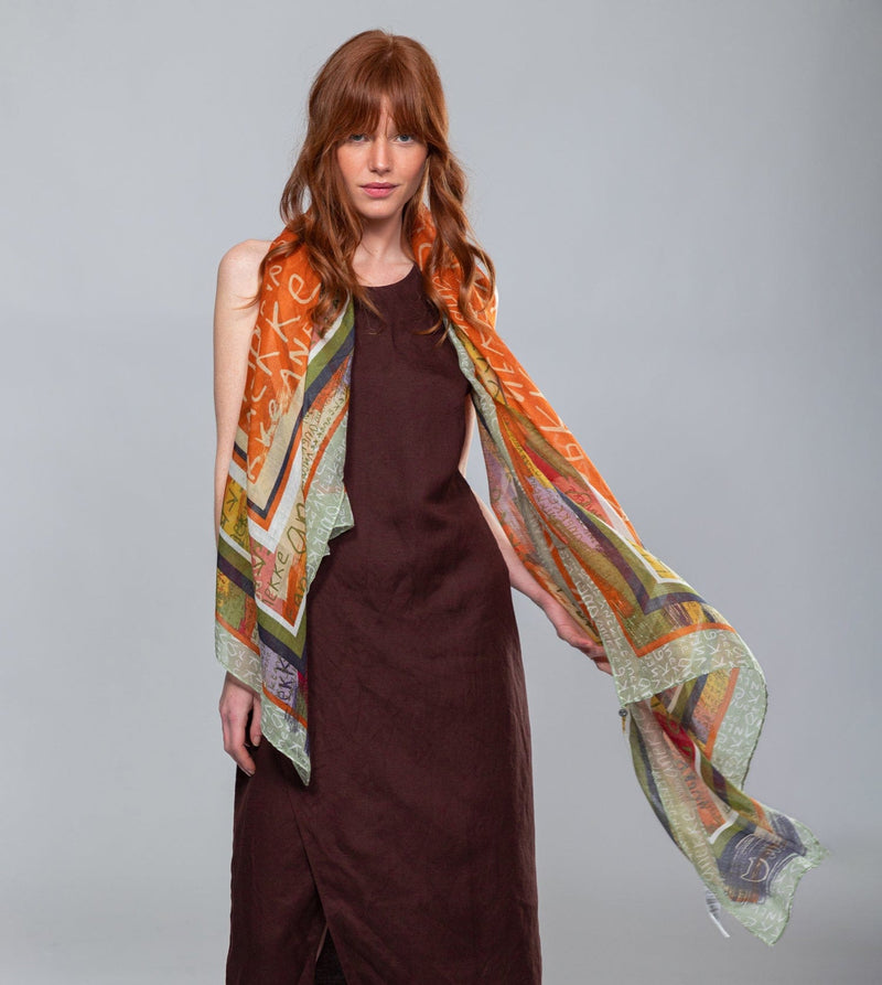 Magic Souls ochre print scarf