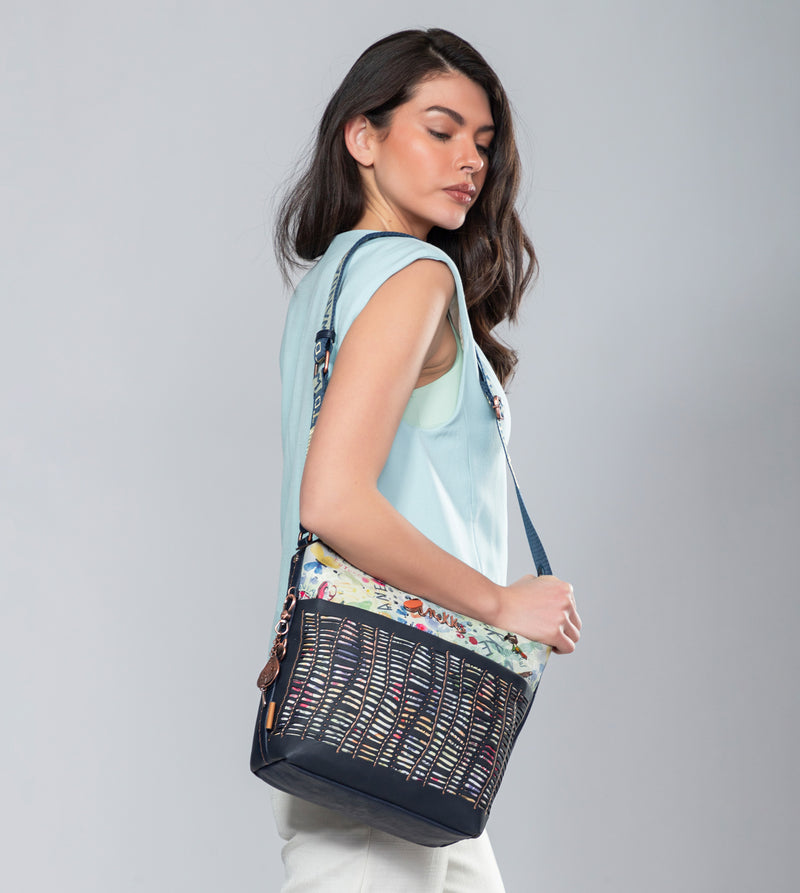 Nature Pachamama navy blue large crossbody bag