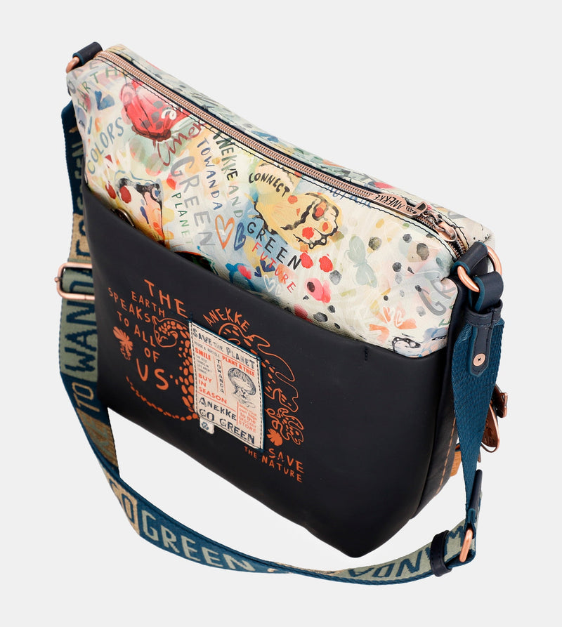 Nature Pachamama navy blue large crossbody bag