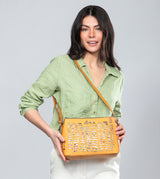 Nature Pachamama ochre crossbody bag with 3 compartments