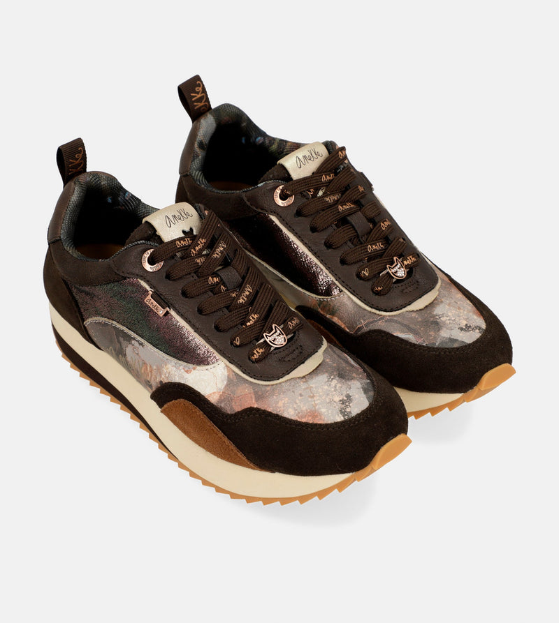 Brown Palette Patterned Sports Sneakers