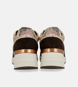 Brown Padded Sports Sneakers with Wedge