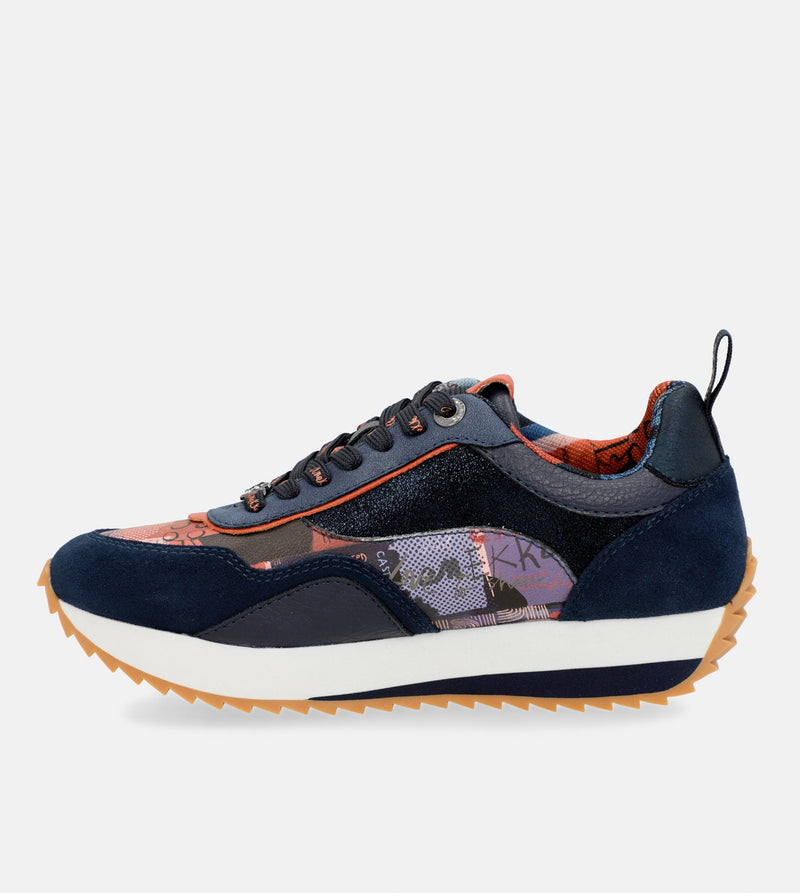 Navy Blue Palette Patterned Sports Sneakers