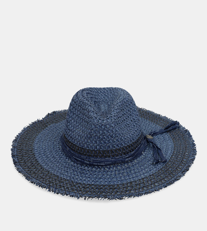 Two-tone raffia hat