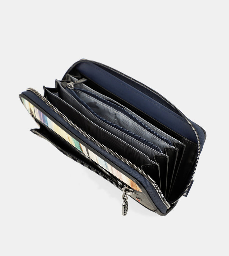 Studio navy blue large RFID wallet