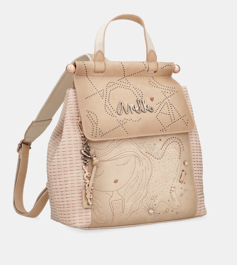 Studio nude backpack with flap