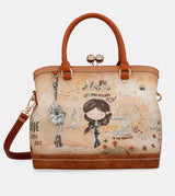 Peace & Love camel kiss clasp bag