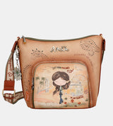 Peace & Love camel large crossbody bag