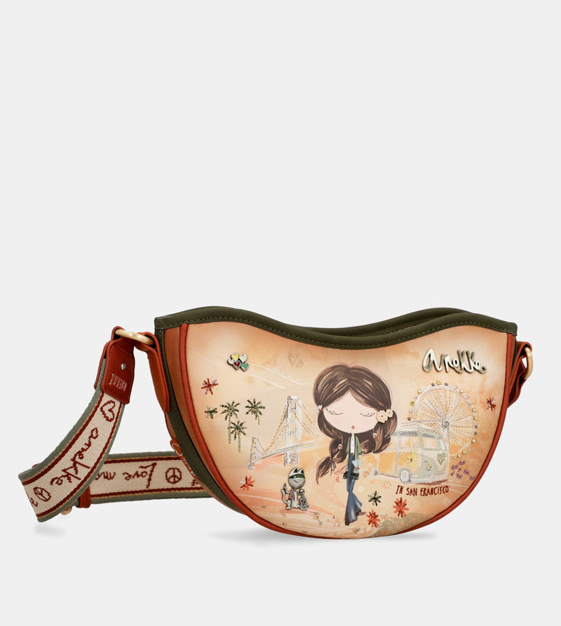 Peace & Love camel oval bag