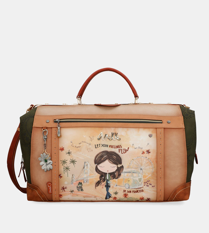 Peace & Love camel travel bag