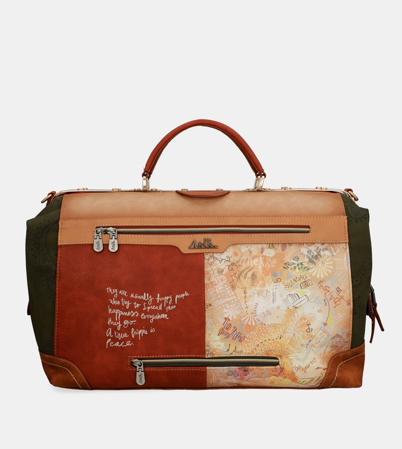 Peace & Love camel travel bag