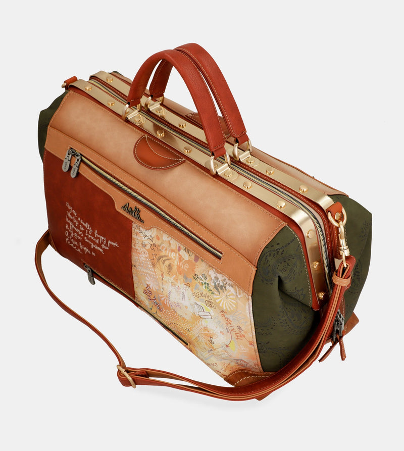 Peace & Love camel travel bag