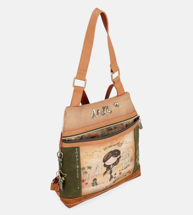 Anekke Peace & Love camel anti-theft backpack