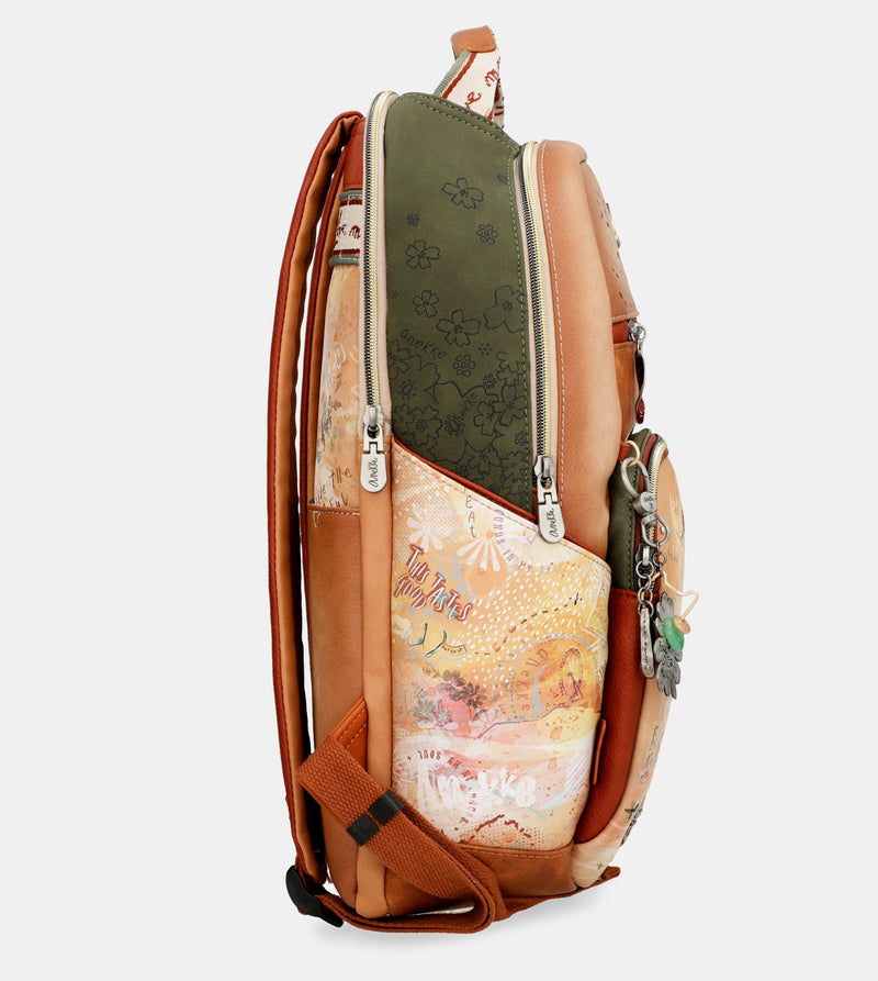 Peace & Love camel school backpack