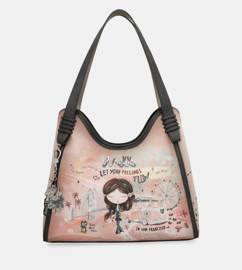 Peace & Love pink shoulder bag