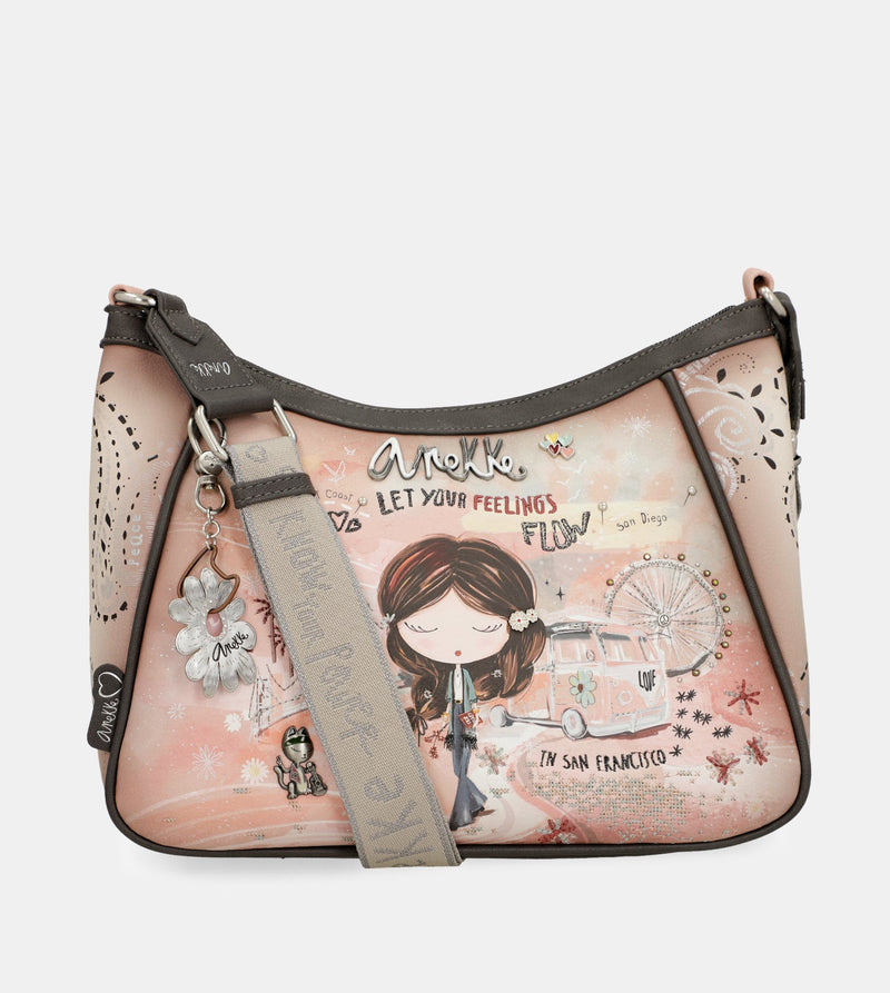 Peace & Love pink crossbody bag