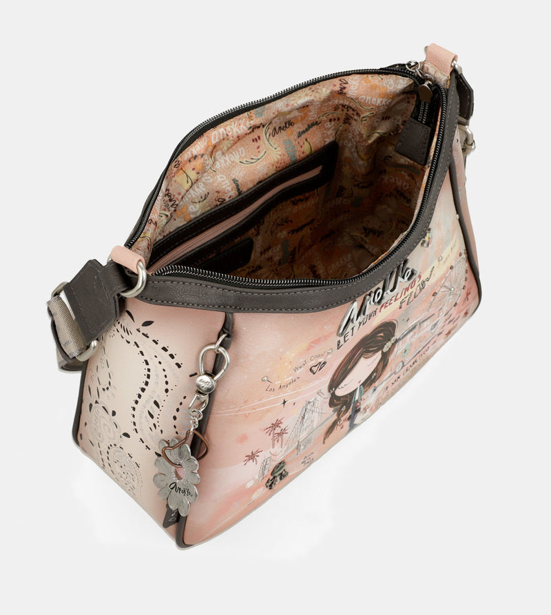 Peace & Love pink crossbody bag