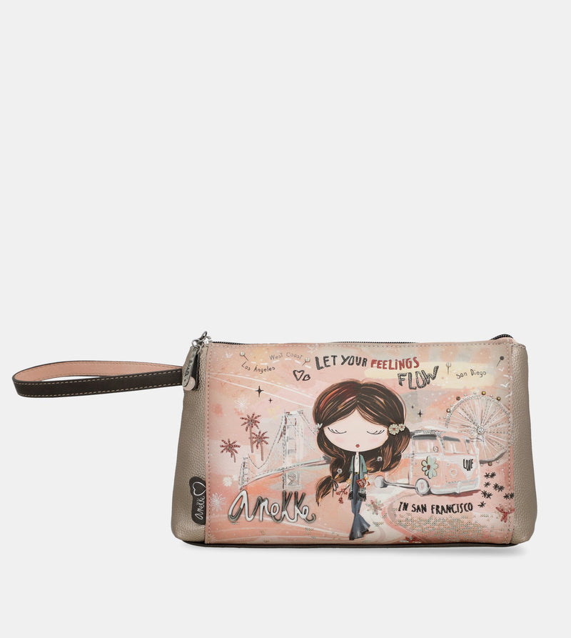 Peace & Love pink toiletry bag