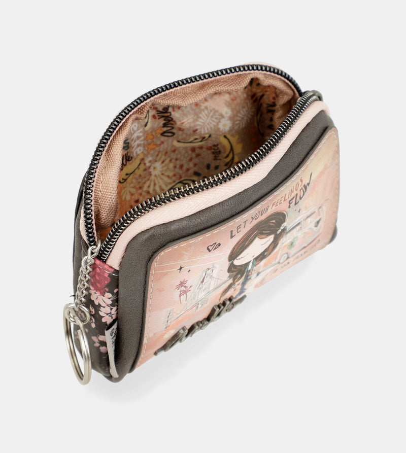 Peace & Love pink small coin purse