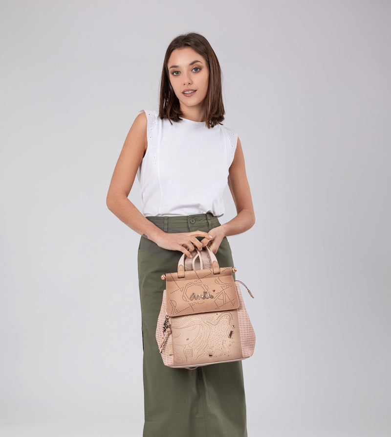 Studio nude backpack with flap