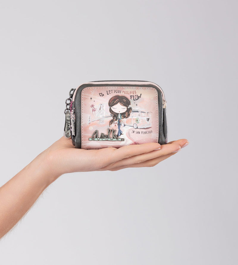 Peace & Love pink small coin purse